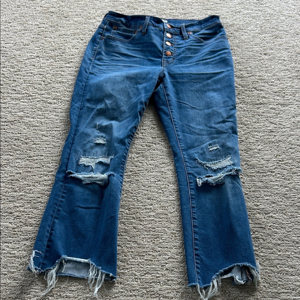 Madewell Distressed Blue Flare Jeans